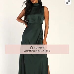 Lulu's Dark Green High Neck Maxi Dress (NWT)